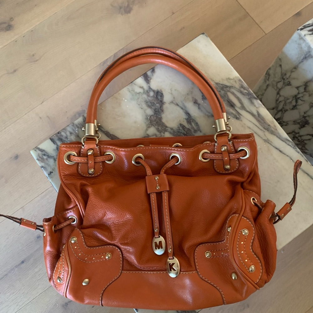 Michael Kors Orange Shoulder Bag with Metallic Accents